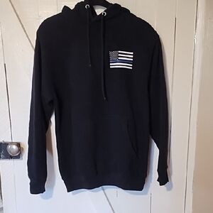 VSV VGC Black Hoodie with Flag Patch Fallen Police Officer Flag. Small